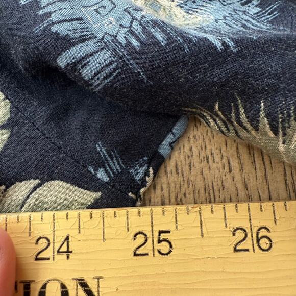 Puritan Navy Blue Hawaiian Print Button Down Shirt XL - Picture 6 of 9